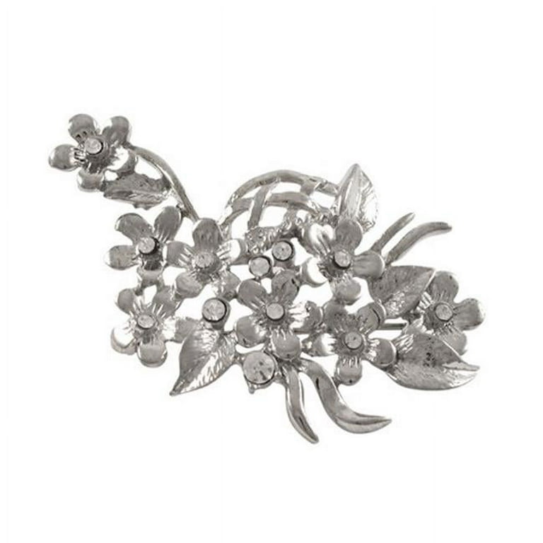 Dlux Jewels SR-CRY Sterling Silver Crystal Brooch & Pin 