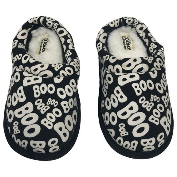 Dluxe by Dearfoams Toddler Boys & Girls Black Boo Print Halloween Slippers 11-12