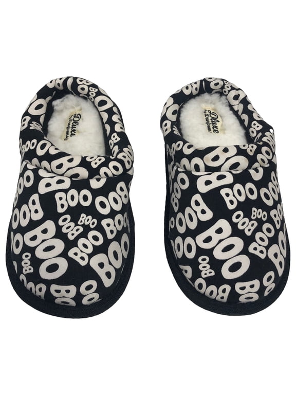 by Dearfoams Toddler Boys & Girls Black Boo Print Halloween Slippers 11-12