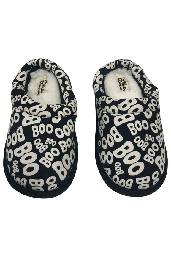 by Dearfoams Toddler Boys & Girls Black Boo Print Halloween Slippers 11-12