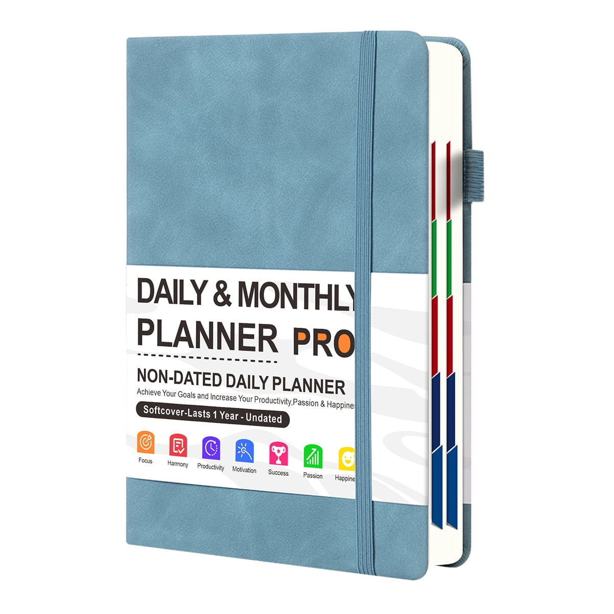 Dly Weekly and Monthly Productivity Goal Setting Tool for Work Home ADHD Planner for Adults Self Care Journal-Light blue