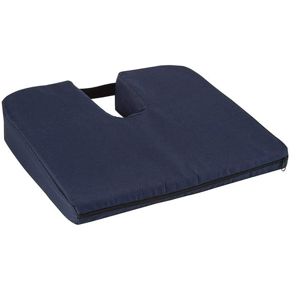 DMI Sloping Back Foam Seat Cushion 16x18x2-4 Coccyx Pain Relief Navy FSA/HSA Eligible