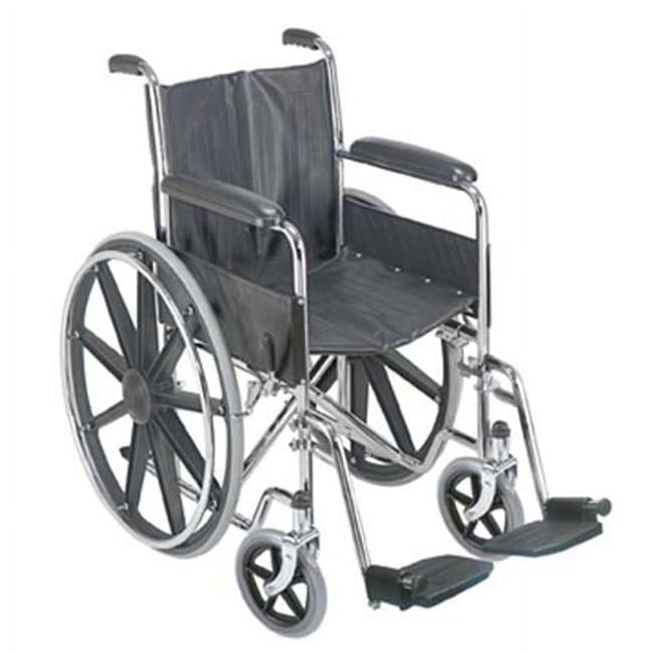 Medline Comfortable Folding Wheelchair with Swing-Back Desk-Length Arms and  Swing-Away Footrests, 20”W x 16”D Seat