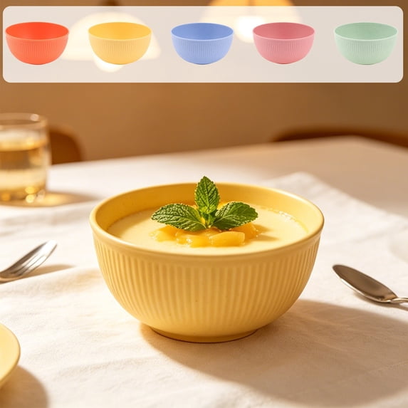 Dmlomu Cereal Bowls, Plastic Unbreakable Stackable Salad Bowls, Reusable Small Serving Bowl for Rice Soup Snack Dessert Fruit, Kitchen Essentials