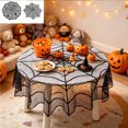 thumbnail image 1 of Dmlomu Halloween Spiderweb Table Cloth, Rround Black Lace Table Cover, Spooky Halloween Decorations Indoor for Dining Table Party, 39x39in, 1 of 6
