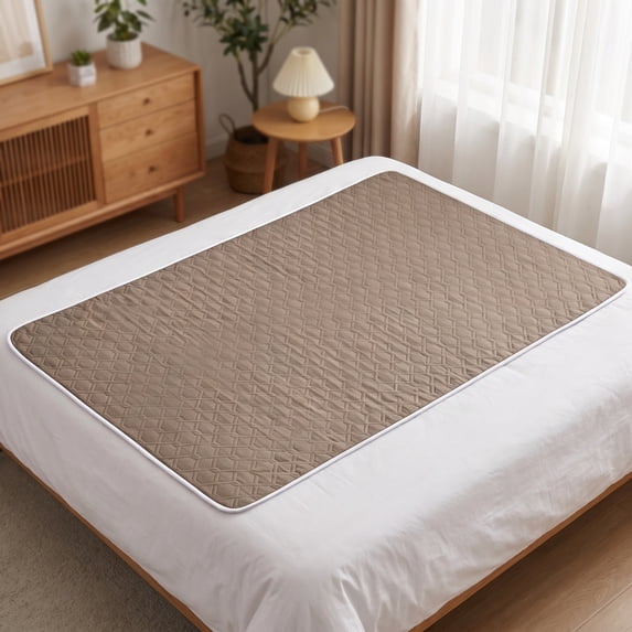 Dmlomu Reusable Waterproof Bed Pads, Cotton 4-Layer Non-Slip Mattress Protector, Portable Leak Proof Absorbent Bed Mat for College Dorm Adults
