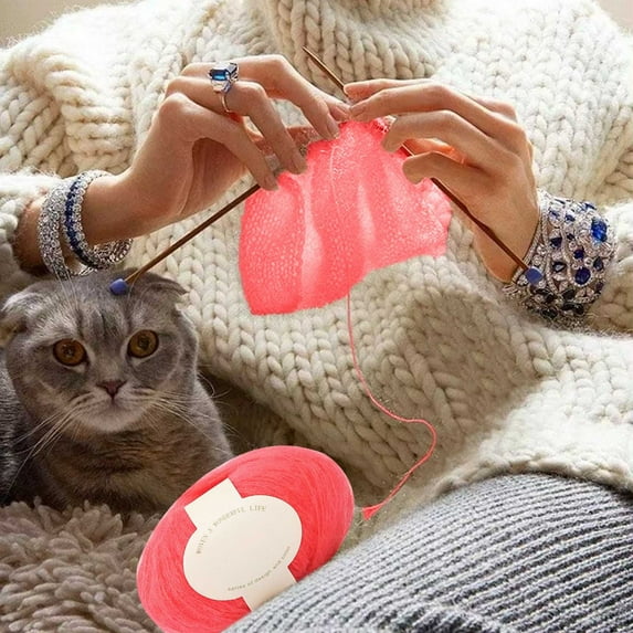 Dmlowu Under $1 Wool Yarn for Crocheting, Luxury Soft Wool Velvet Crochet Yarn, Thick Worsted Weight Yarn for Knitting Sweaters Gloves Scarf Diys Toys, Multicolor Fiber Wool Yarn, Light Red