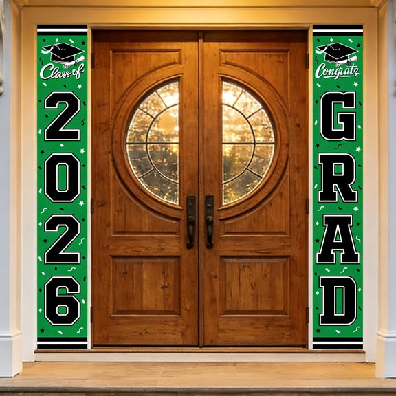 Dmlowu 2 Pack 2026 Graduation Banner, Class of 2026 Congratulations Banner for Porch Front Door Grad Party Decorations, Graduation Decorations 2026, 71" x 12"