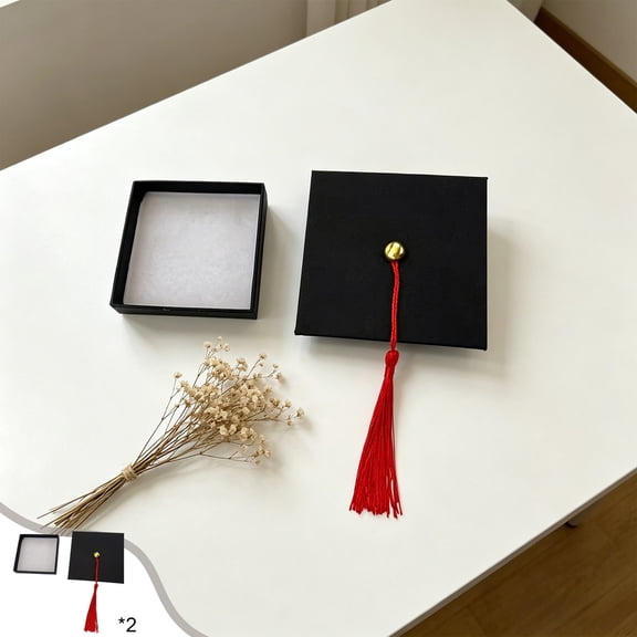 Dmlowu 2 Pack Graduation Cap Gift Box with Tassel, Mini Hard Paper Keepsake Box with Lids for Candys Cookies Party Favors, 2026 Graduation Decorations