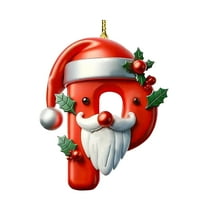 Dmlowu 26 Letter Christmas Ornaments with Santa - Hanging Christmas Tree Ornaments for Xmas Tree, Exquisite Personalized Christmas Tree Decorations Pendant for Holiday Party