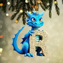 Dmlowu 26 Letter Christmas Tree Ornaments - Christmas Dragon Ornaments for Xmas Tree, Lightweight Sturdy Christmas Decorations Pendant for Holiday Party, DIY Hanging Decor Dragon, Blue