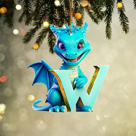 Dmlowu 26 Letter Christmas Tree Ornaments - Christmas Dragon Ornaments for Xmas Tree, Lightweight Sturdy Christmas Decorations Pendant for Holiday Party, DIY Hanging Decor Dragon, Blue