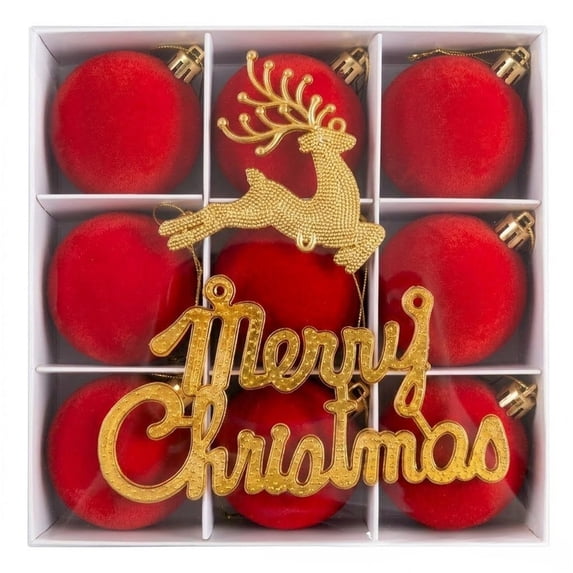 Dmlowu Christmas Tree Decorations, 9Pcs Velvet Flocked Shatterproof Christmas Ball Ornaments Set, Soft Matte Holiday Party Indoor Outdoor Decor
