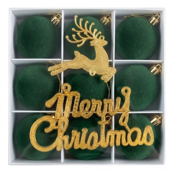 Dmlowu Christmas Tree Decorations, 9Pcs Velvet Flocked Shatterproof Christmas Ball Ornaments Set, Soft Matte Holiday Party Indoor Outdoor Decor