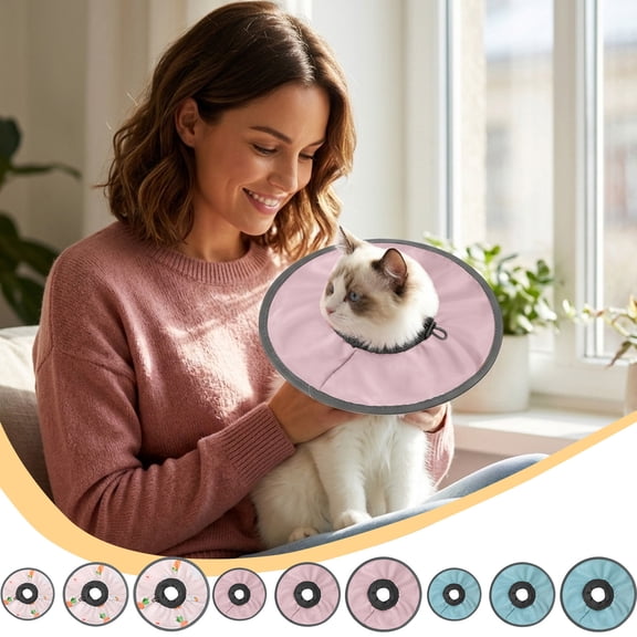 Dmlowu Adjustable Cat Collar for Pets, Soft Lightweight Cat Cone Stop Licking and Scratching, Breathable Fabric Cat Cone Collar for Comfortable Healing