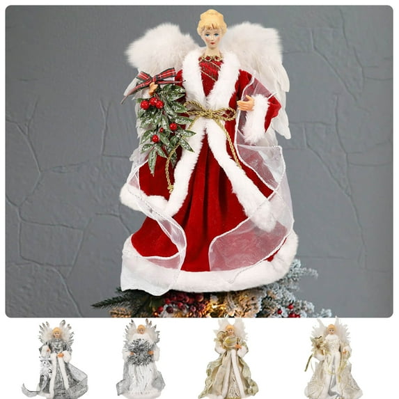 Dmlowu Angel Christmas Tree Topper - Angel Xmas Tree Toppers Decorations Ornament, Hollowed Christmas Tree Toppers for Holiday Party Christmas Decorations