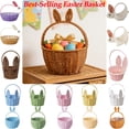 thumbnail image 1 of Dmlowu Bunny Easter Basket - Imitation Rattan Woven Basket with Rabbit Ears, Easter Decorations Storage Baskets for Organizing Flowers Storage Bins Easter Egg Hunt Prizes(8x10",Blue), 1 of 7