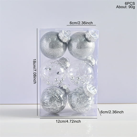 Dmlowu Christmas Balls - 2.36" Shatterproof Christmas Ornaments for Xmas Tree, 6pcs Hanging Christmas Tree Ornaments Balls for Holiday Wedding Party Christmas Decorations