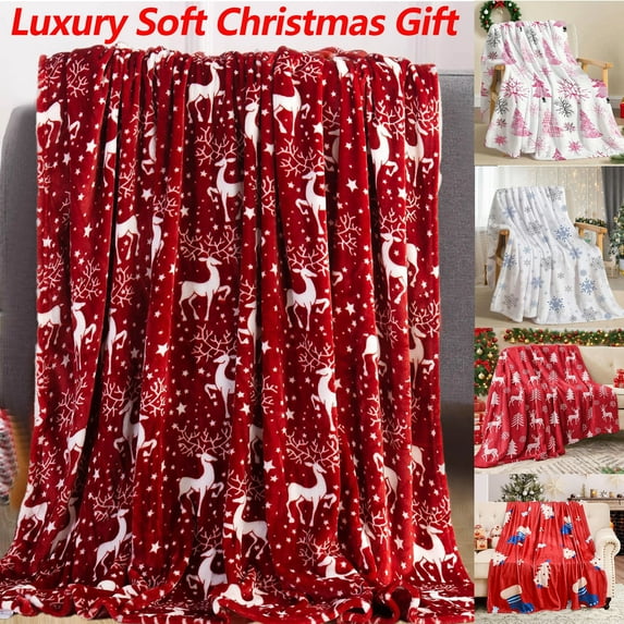 Dmlowu Christmas Blanket - 39x51 inch Soft Christmas Throw Blanket for Couch, Comfortable Fluffier Christmas Blankets for Holiday Party Christmas Decorations