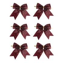 Dmlowu Christmas Bows - 4" Christmas Tree Bow Ornaments for Xmas Decor, 6pcs Velvet Bows for Christmas Tree, Hanging Decorations Christmas Bow Gifts for Holiday Party Decor