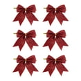 thumbnail image 1 of Dmlowu Christmas Bows - 4" Christmas Tree Bow Ornaments for Xmas Decor, 6pcs Velvet Bows for Christmas Tree, Hanging Decorations Christmas Bow Gifts for Holiday Party Decor, 1 of 8