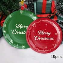 Dmlowu Christmas Decorations Paper Plates, 9" Lightweight Christmas Paper Plates for Xmas Holiday Wedding Party Supplies Decor, 10pcs Christmas Decorations Party Plates, Red