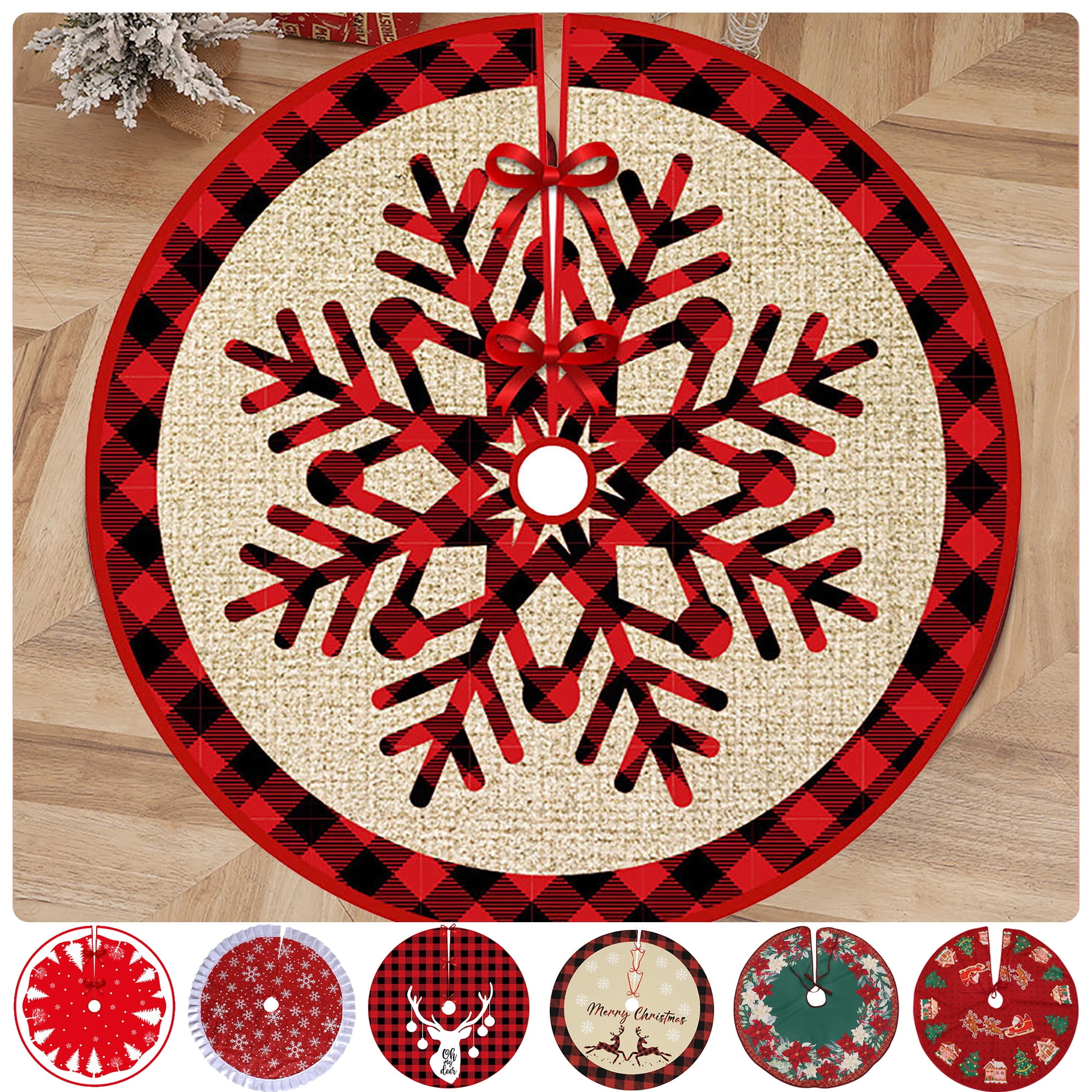 Gonna Per Albero Di Natale Di Lusso 91 Cm Con Design Babbo Natale E Slitta - Copribase Festivo