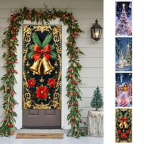 Dmlowu Christmas Door Cover - 2025 Merry Christmas Front Door Decorations, 35x73 inch Exquisite Christmas Door Covers Present for Holiday Party Christmas Decorations Indoor & Outdoor