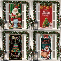 Dmlowu Christmas Door Cover - ​Santa Claus Merry Christmas Front Door Decorations, 35x73 inch Christmas Door Covers Gift for Holiday Party Christmas Decorations Indoor & Outdoor