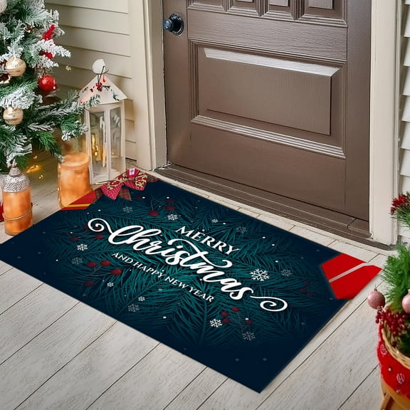 Dmlowu Christmas Doormat, Extra Soft Absorbent Christmas Bathroom Rugs, 16x24" Quicker Dry Christmas Front Door Mat, Washable Rug for Bathroom Bedroom, Non-Slip Christmas Welcome Mat