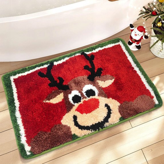 Dmlowu Christmas Doormat - Merry Christmas Bathroom Rugs for Xmas Decor, Non Slip Christmas Front Door Mat for Indoor Outdoor Christmas Decorations, 16x24" Comfortable Christmas Door Mat
