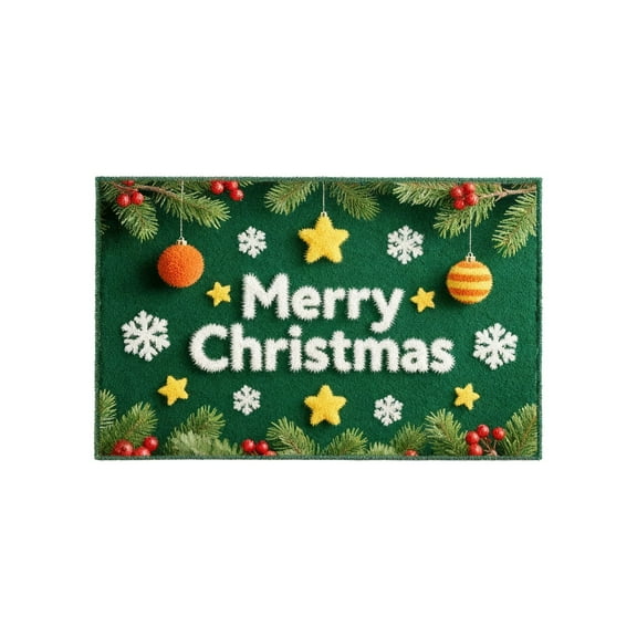 Dmlowu Christmas Doormat - Non Slip Christmas Front Door Mat for Outdoor Entryway, Merry Xmas Decor Rug for Kitchen, Bedroom & Bathroom, 16x24" Holiday Christmas Door Mat