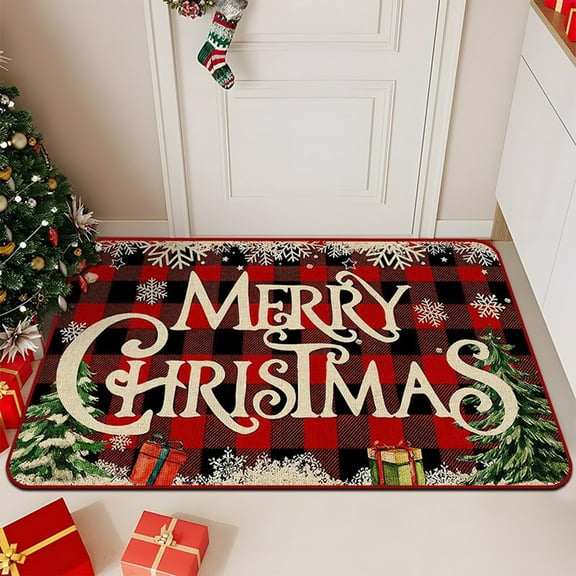 Dmlowu Christmas Doormat, Super Absorbent Christmas Front Door Mat for Xmas Decor, 16x24" Comfortable Christmas Bathroom Rugs for Indoor Outdoor Christmas Decorations