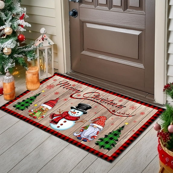 Dmlowu Christmas Doormat - Winter Christmas Outdoor Rug for Christmas Decorations, Quicker Dry Christmas Front Door Mat for Indoor Outdoor Decor, 16x24" Welcome Christmas Bathroom Rugs