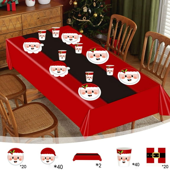 Dmlowu Christmas Paper Plates and Napkins Set - Christmas Decorations Paper Cups, ​Disposable Christmas Party Plates and Cups and Napkins Sets for Holiday Party Decor