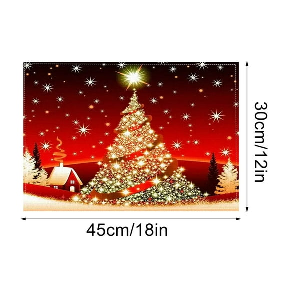 Dmlowu Christmas Place Mats for Dining Table - Winter Christmas Placemats Set of 4, Non-Slip Table Mats for Party Holiday Decor, Heat Proof Christmas Decorations Placemats