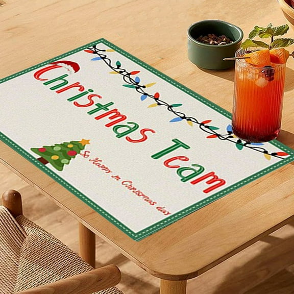 Dmlowu Christmas Place Mats - Heat Proof Christmas Placemats for Dining Table, Non-Slip Table Mats for Party Holiday Decor, 12x18" Christmas Decorations Winter Placemats