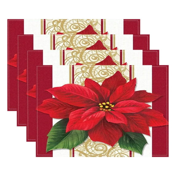 Dmlowu Christmas Place Mats - Heat Proof Christmas Placemats Set of 4, Non-Slip Table Mats for Party Holiday Decor, Christmas Decorations Placemats for Dining Table
