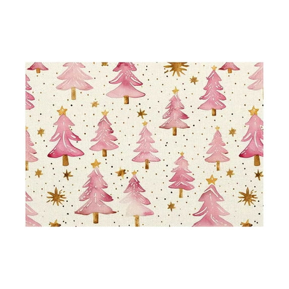 Dmlowu Christmas Placemats Set of 4 - Heat Proof Placemats, Non-Slip Table Mats for Party Holiday Decor, Merry Christmas Tree Decorations Placemats for Dining Table