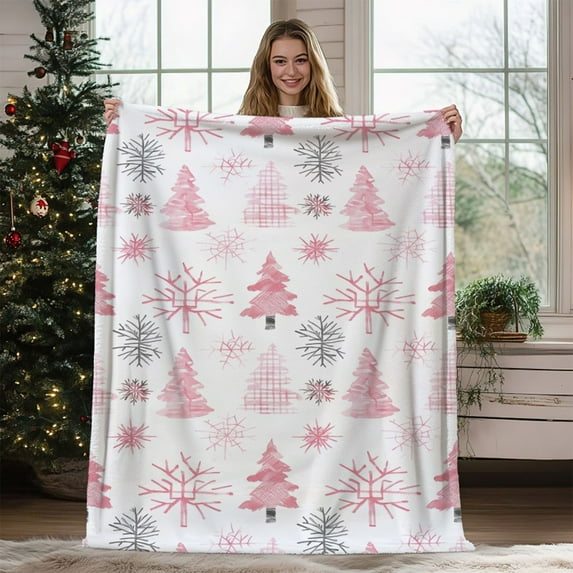Dmlowu Christmas Prints Fleece Blanket - Comfortable Throw Blanket for Couch Bedding, Winter Fuzzy Warm Christmas Decorations Blanket for Couch, 28x40" Holiday Theme Gift
