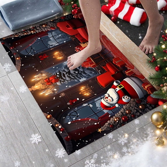 Dmlowu Christmas Rug - Christmas Doormat for Xmas Decor, Non Slip Christmas Bathroom Rugs for Holiday Party Indoor Outdoor Christmas Decorations, 16x24" Christmas Front Door Mat