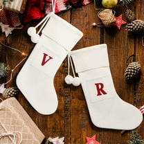 Dmlowu Christmas Stockings, 11x17 Inch Large Christmas Decorations Stocking, Soft Cute Personalized Christmas Stockings for Christmas Tree Decorations, White