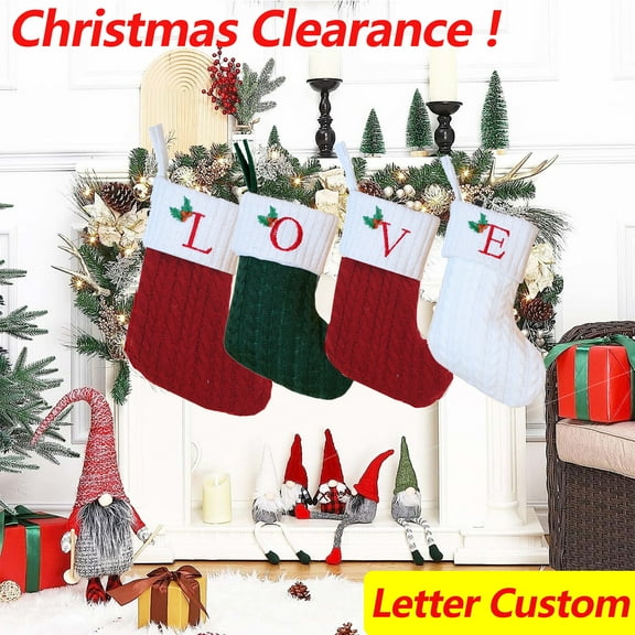 Dmlowu Christmas Stockings, 6x8 Inch Xmas Stockings with Initials, Soft Plush Personalized Christmas Stockings for Holiday Party Christmas Tree Decorations, Red