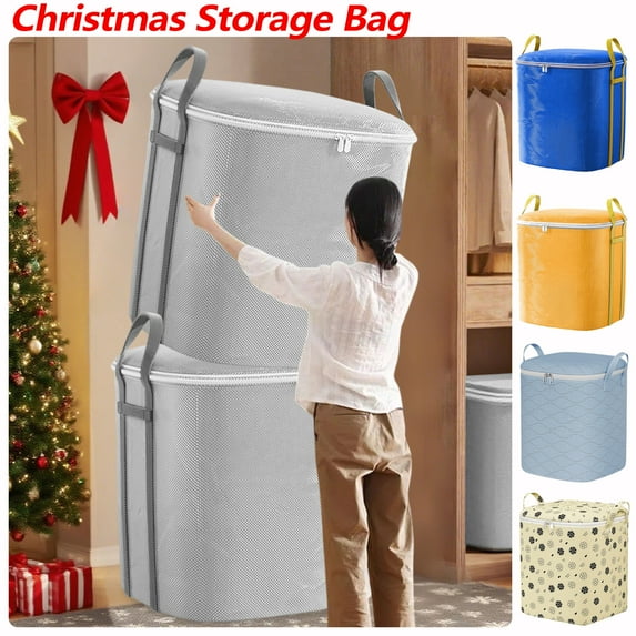Dmlowu Christmas Storage Bags - Large Capacity Blanket Storage Bins with Handles, Foldable Closet Organizers and Storage, Portable Moving Bags for Bedding, Comforter, Christmas Decorations
