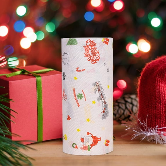 Dmlowu Christmas Toilet Paper - Xmas Decor Toilet Paper Bulk for Cleaning, Ultra Soft Toilet Tissue for Holiday Party Christmas Decorations, 1 Roll