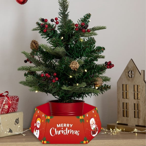 Dmlowu Christmas Tree Collar - Winter Xmas Tree Collars, 24x32" Tree Skirt for Christmas Tree, Xmas Collar Tree Base Cover for Home Holiday Party Christmas Decor