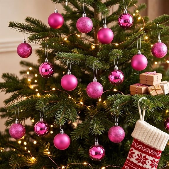 Dmlowu 48Pcs Christmas Tree Decorations, Shatterproof Christmas Ball Ornaments with Hanging Strings, Christmas Decorations for Tree Xmas Holiday Party