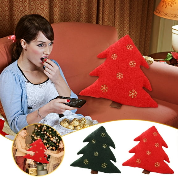 Dmlowu Christmas Tree Pillows, 15x15 inch Christmas Pillows for Couch, Microfiber Christmas Throw Pillows for Holiday Party Christmas Decorations, Warm Throw Pillows
