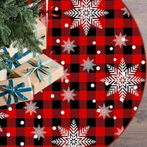 Dmlowu Christmas Tree Skirt - 35"/92cm Non Slip Wrink Proof Xmas Tree Skirt for Holiday Party Christmas Decorations, Red Round Exquisite Christmas Tree Skirts