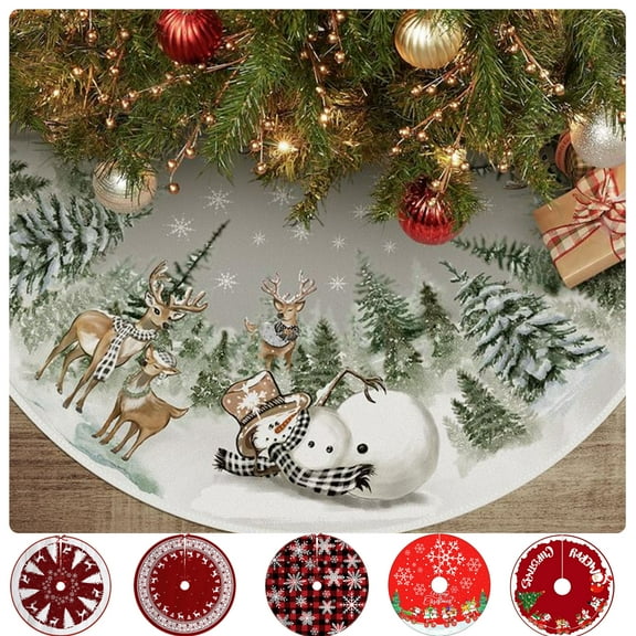 Dmlowu Christmas Tree Skirt - 35 inch Extra Soft Round Xmas Tree Skirt, Wrink Proof Non Slip Christmas Tree Skirts for Holiday Party Christmas Decorations